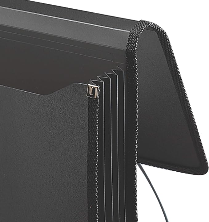 Smead Poly Wallet, Accordion File Organizer for File Folders, Letter Size, Black, 5-1/4 inch Expansion, Office Supplies, Document Organizer (71500) (Pack of 2)