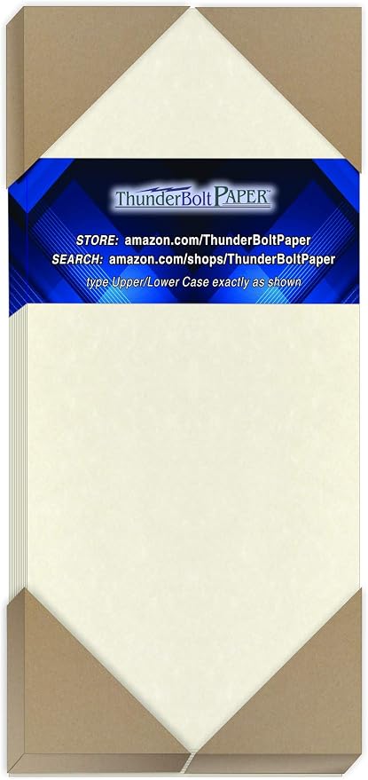 125 Off-White Parchment 65lb Cover Weight Paper - 4" X 9" (4X9 Inches) #10 Envelope Insert Size - Printable Cardstock Colored Sheets Old Parchment Semblance