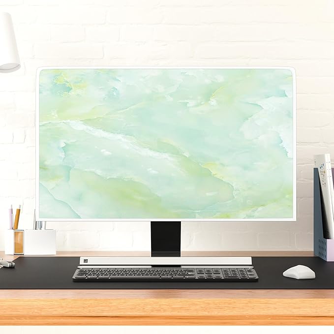 Baocicco Sage Green Marble Waterproof TV Dust Cover 55 Inch Anti-Static Dustproof Abstract Creative Desige Television Accessories TV LCD Screen Texture TV Decoration for Tablet