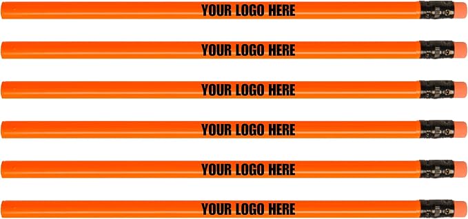 Custom Round Neon Pencil. Promotional Personalized Imprinted Round Neon Pencils. Custom Printed Name/Business/Event Information (Neon Orange, 1000 Count, Pack of 1)
