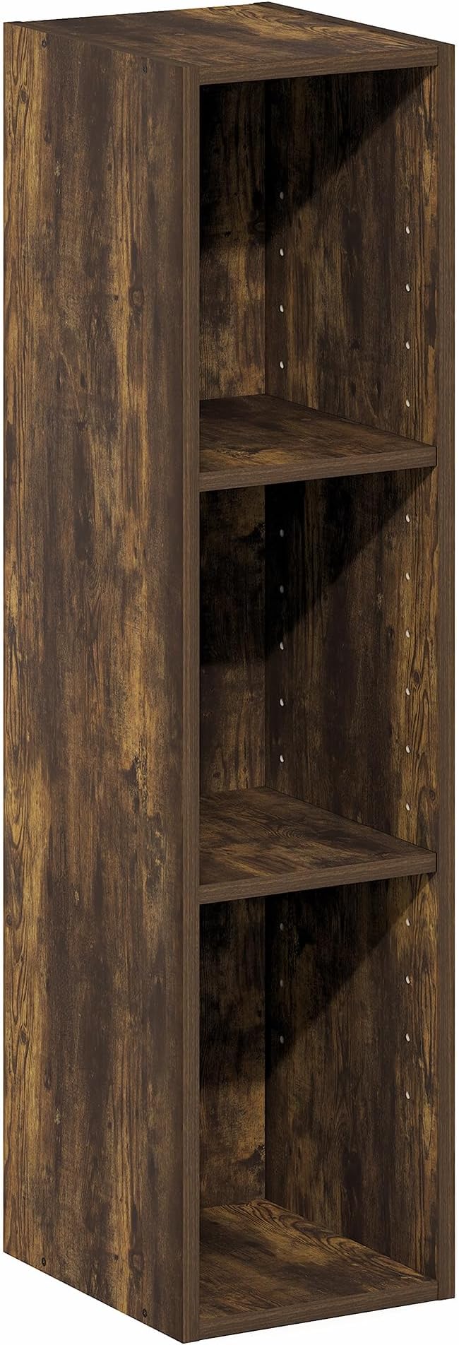 Furinno Fulda Book Shelf, 3-Tier Narrow Bookshelf, Bookcase with 8-in Width Storage Shelf, 9.3 x 7.9 x 31.5, for Living Room, Bedroom, Home Office, Amber Pine