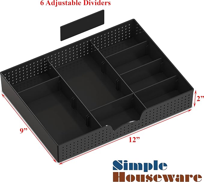Simple Houseware Desk Monitor Stand Riser w/ Adjustable Tray, Espresso | Built-In Tablet Slot and Side Storage