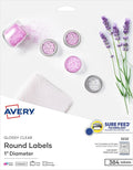 Avery Round Labels, 1" Diameter, Glossy Clear, Sure Feed Technology, Print-to-The-Edge Capability, Laser/Inkjet Compatible, 384 Printable Labels Total (5232)