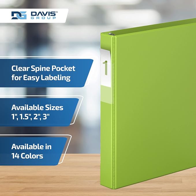 Premium Economy 6-Pack 3-Ring Binders for School or Office, D-Ring Binders, 1 Inch, Lime Green | Heavy-duty binder, fits 8.5" x 11" paper, lime green, customizable spine, made in Canada, ideal for school or office use