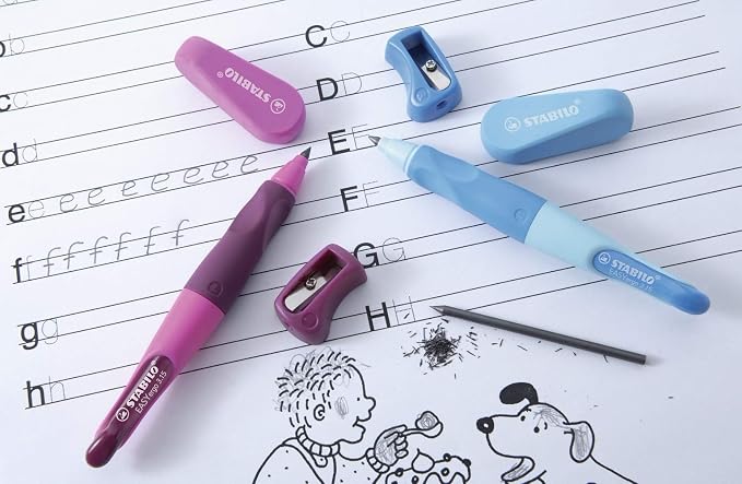STABILO - EASYergo 3.15 - Ergonomic Mechanical Pencil - Left-Handed - Pack of 1 - Light Blue/Dark Blue with Sharpener
