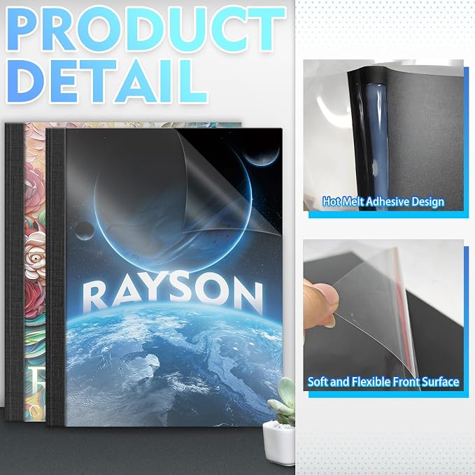 RAYSON Thermal Binding Covers, Letter Size Black Binding Presentation Cover, Mixed Spines Size 1/16in, 1/8in, 3/16in, 1/4in, 1/2in Multi-Pack of 25