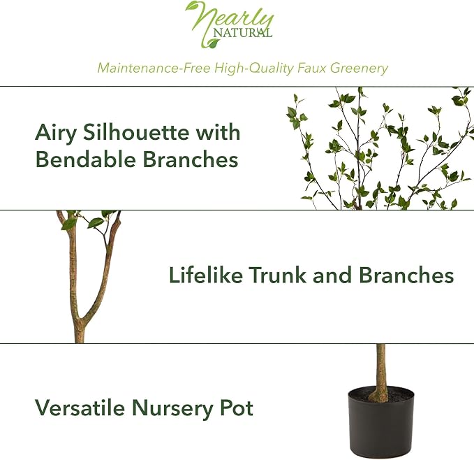 Nearly Natural 4ft Citrus Artificial Tree with Bendable Branches, Realistic 48in Minimalist Fake Tree with Nursery Planter for Indoor Home Decor, Living Room, and Office Decor