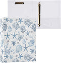 Nutical Theme Blue Starfish Coral Binder 1.5 Inch Binder with Clipboard&Pockets, Hardcover Binders 3 Ring, Heavy Duty Large File Folder for Office School Supplies - Holds 200 Sheets