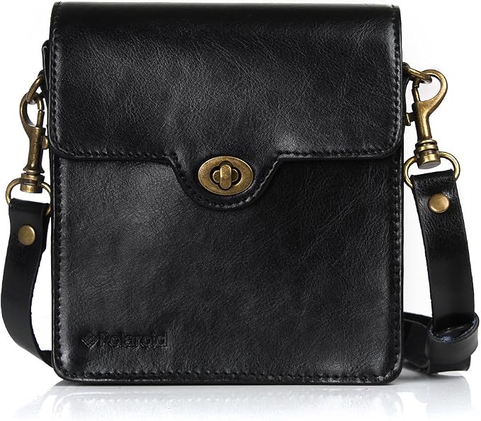 Polaroid Custom Designed Vintage-Inspired Genuine Leather Case for Polaroid Socialmatic - Removable Shoulder Strap Included - Black