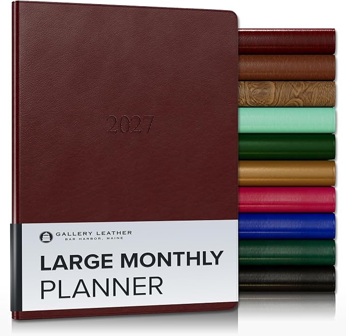 Gallery Leather Large Monthly Planner 2026-2027 Tremont Garnet