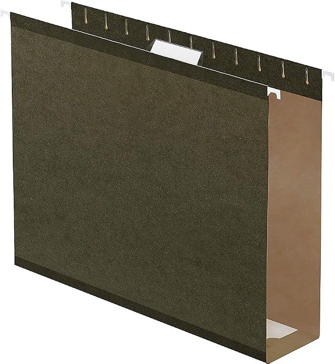 Pendaflex 04152X3 Extra Capacity Reinforced Hanging File Folders, 3", Letter Size, Standard green, 1/5 Cut, 25/BX (4152x3)