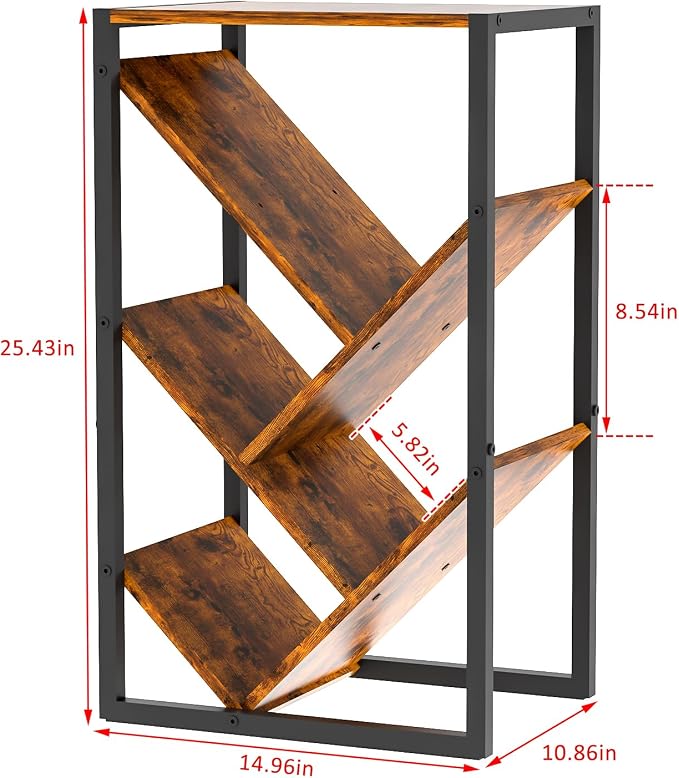 Cutogxon Small Bookcase - 5 Tier Tree Bookshelf with EVA Pads, Book Shelf for Small Spaces Bookshelves Wooden Book Storage Organizer Shelves for Hardcover Books Bedroom Living Room
