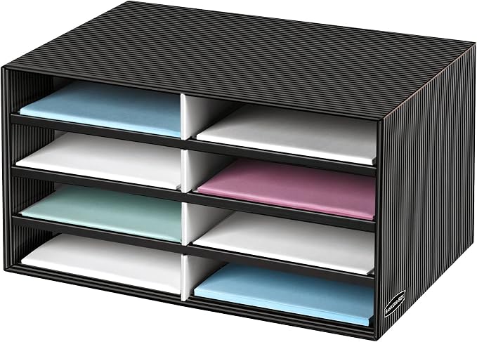 Bankers Box Decorative Eight Compartment Literature Sorter, Letter, Black/Gray