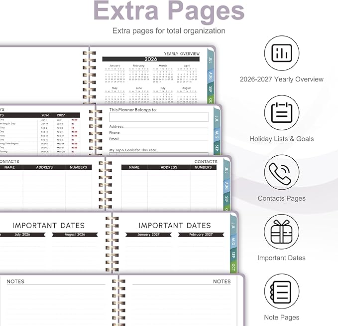Planner 2026-2027, Academic Weekly and Monthly Calendar Planner, July 2026 - June 2027, Hardcover Spiral Agenda Book, School Supplies for Teacher Student - Letter Size(8.5" x 11")