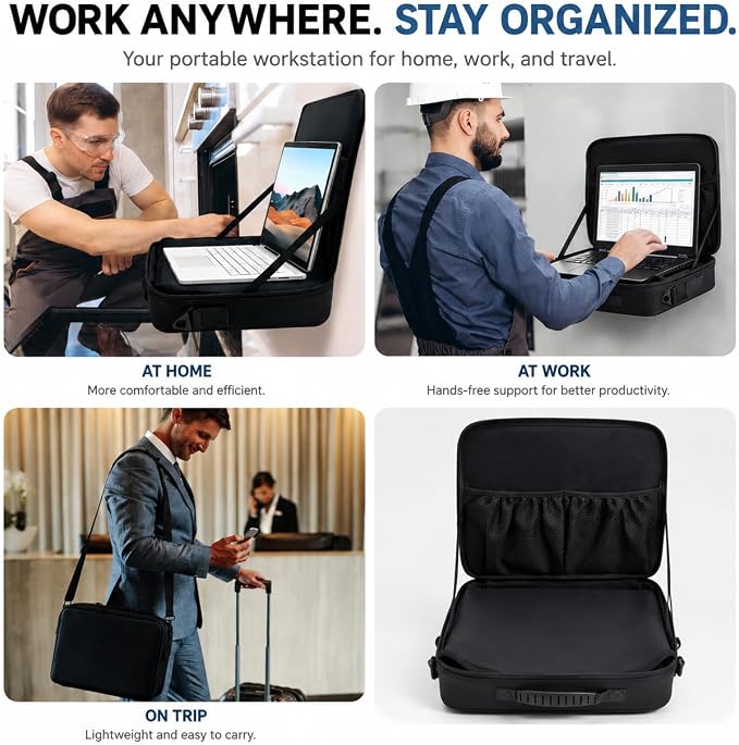 Magnetic Portable Laptop Stand for Technicians, 18-Magnet Hands-Free Workstation, Rated to 60 lbs Magnetic Toolbox, Heavy-Duty Laptop Stand & Tool Organizer, Attach to Trucks, HVAC, Walls, Engineers