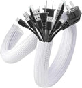 AGPTEK Cable Sleeve Cover, 2Pack 5ft - 1.8 inch Desk Cord Organizer Cable Hider, Home Office Wire Management Computer TV Wire Loom Tubing, Pet Proof Cord Protector, from Cat Dog Chewing, White