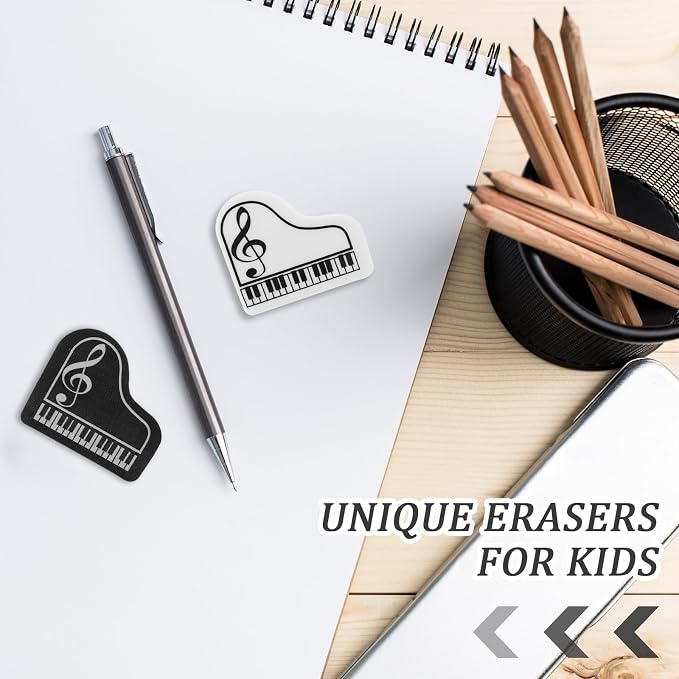 SEWACC Piano Shape Erasers 30 Pcs Small Portable TPR Erasers for Kids School Supplies Writing Correction Fun Stationery