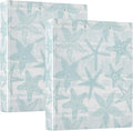 Hand Drawn Starfishes Aqua Blue Starfish Binder 3 Ring 1.5 Inch Binder with Clipboard&Pockets, Hardcover Binders Heavy Duty Large File Folder for Office School Supplies - Holds 200 Sheets,2 PC