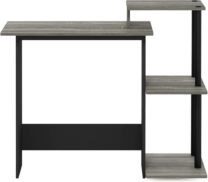 Furinno EFFICIENT Desk, 28.6" Wide Gaming Desk with 3 Open Side Shelves, Laptop Notebook Computer Desk, Office Desk for Home Office, Study Room, Dorm, Bedroom, French Oak