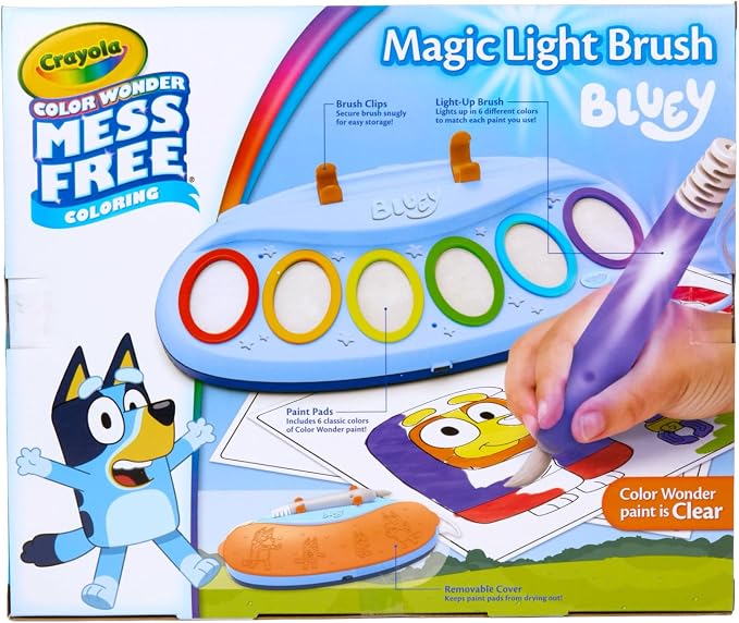 Crayola Bluey Color Wonder Magic Light Brush, Mess Free Painting Station for Kids, Gifts, Toddler Bluey Toys & Activities, Ages 3+