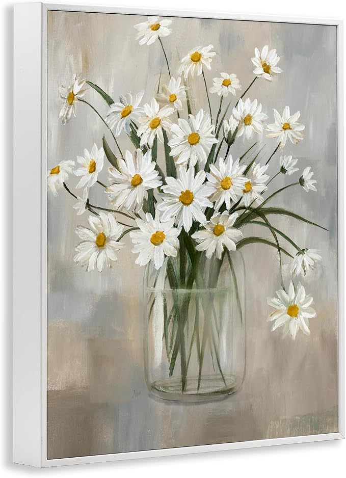 'Potted Daisy Bloom Bouquet'| Framed Giclee Art | Stupell Industries | White, 11 x 14 Inches, Easy to Hang and Sturdy, Made in USA, by Nan