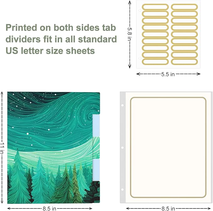 Rouidr 3 Ring Binder, 2 Inch Round Ring Binder Organizer with Clipboard, 5 Dividers Tabs, A4 8.5 x 11 Inch Paper & Clear Sleeves for School, Office Supplies