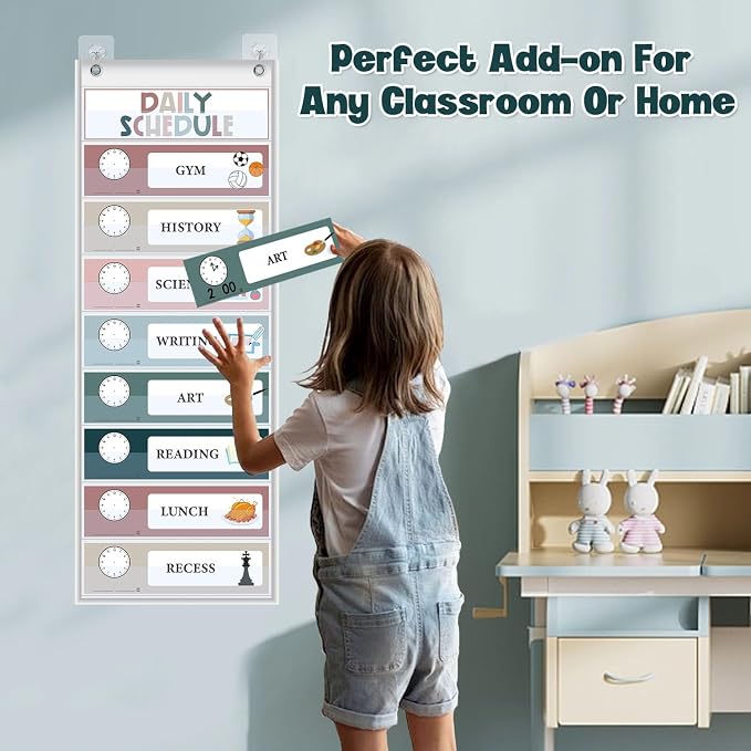 Boczif Monthly Classroom Calendar Pocket Chart (White Calendar+Schedule)