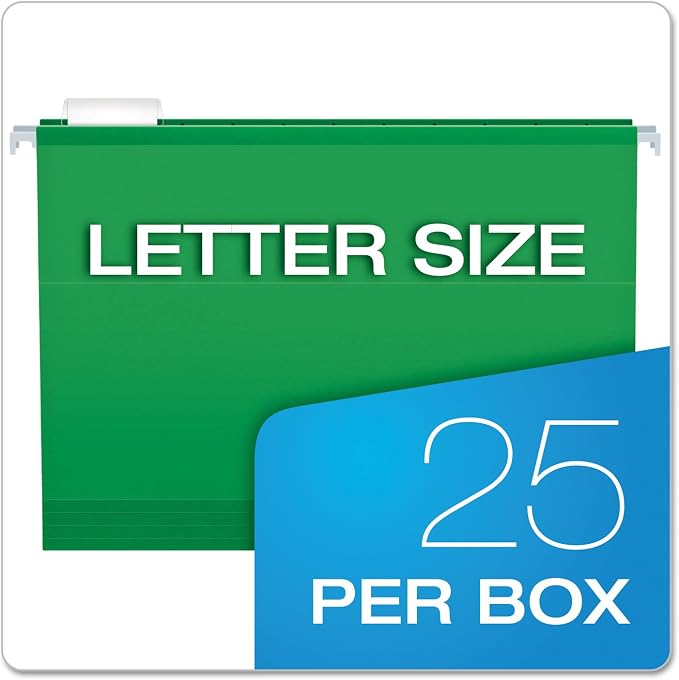 Pendaflex 04152X2 BGR Extra Capacity Reinforced Hanging Folders, Bright Green