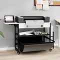 Natwind Wide Format Printer Stand,Plotter Table with Laptop Station,White | Plotter/Cutting Machines Stand, with Pull-out Drafting Collection,Roll Paper Holder,Accessory Drawer & Adjustable Shelf