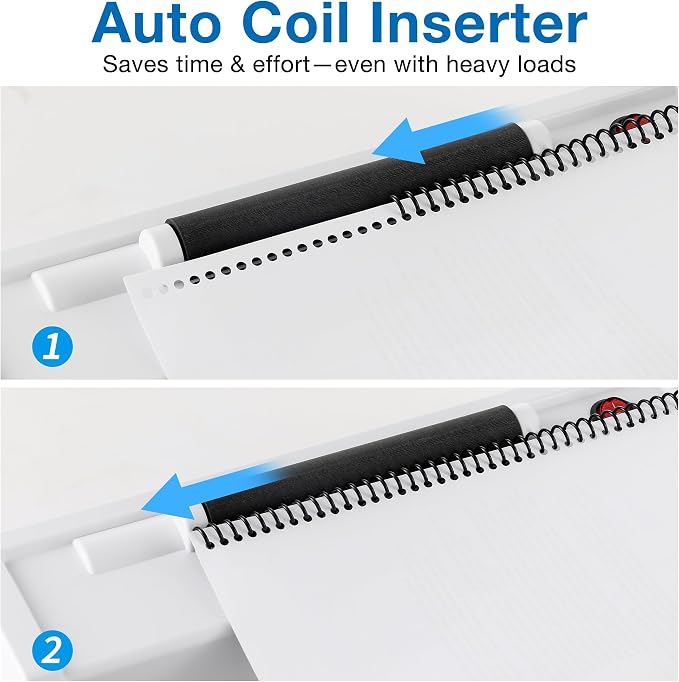 Lumoshine Spiral Coil Binding Machine, 12 Sheets Punch Capacity, Electric Coil Insert, Book Binder Machine for Letter/A4/A5/ Size Paper, with 100pcs 5/16'' Coils & Plier