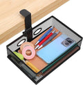 Under Desk Storage Organizer 360 Degree Rotating Under Drawer with Large Mesh Basket Clamp on Desk Drawer for Office Home Workspace Black