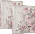 Pink Rose Flower Muted Color 3 Ring Binder with 2 Interior Pockets 1.5 inch Binders 3 Ring Heavy Duty Fit 8.5" x 11" Letter Size for Office School, 2 Pack