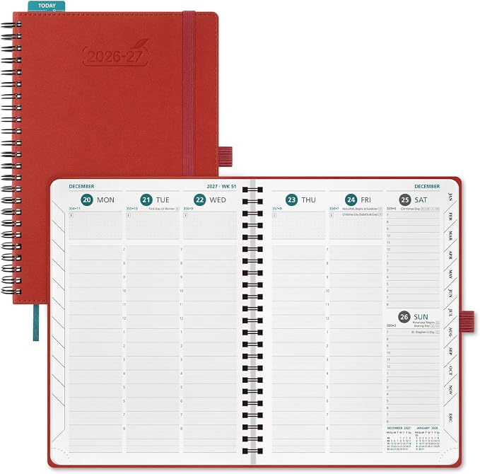 BEZEND Planner 2026-2027 Weekly and Monthly, Hourly Timeslot (A5-6"x8.5")