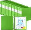 Henoyso 48 Pack 1 Inch 3 Ring Plastic Binders, Bulk Flexible PP Binders for Classroom & School Supplies, Letter Size 8.5 x 11, Holds 240 Sheets with Interior Pocket (Tender Green)