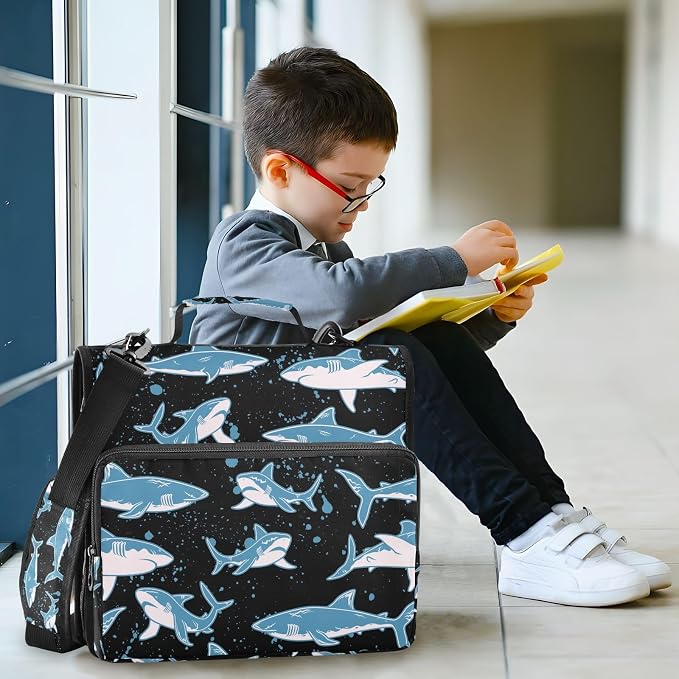 Personalized Hammerhead Shark 3 D-Ring Binder Bag Zipper Organizer | Multi-Pocket with Handle and Detachable Shoulder Strap Holds 500 Sheets for School Office Supplies