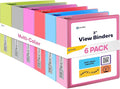 Enday 3 inch Binder (6 Pack - Assorted Colors) 3 Ring Binder 3 inch with Clear View Cover and 2 Inside Pocket - for Letter Size 8.5 x 11'' Paper, Ideal for School Supplies, Office, and Home