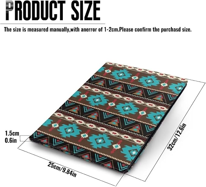 Dreaweet Turquoise Aztec Tribal Leather Padfolio for Women Men Resume Portfolio Folder,Interview/Legal Document Organizer & Business Card Holder with Letter-Sized Writing Pad