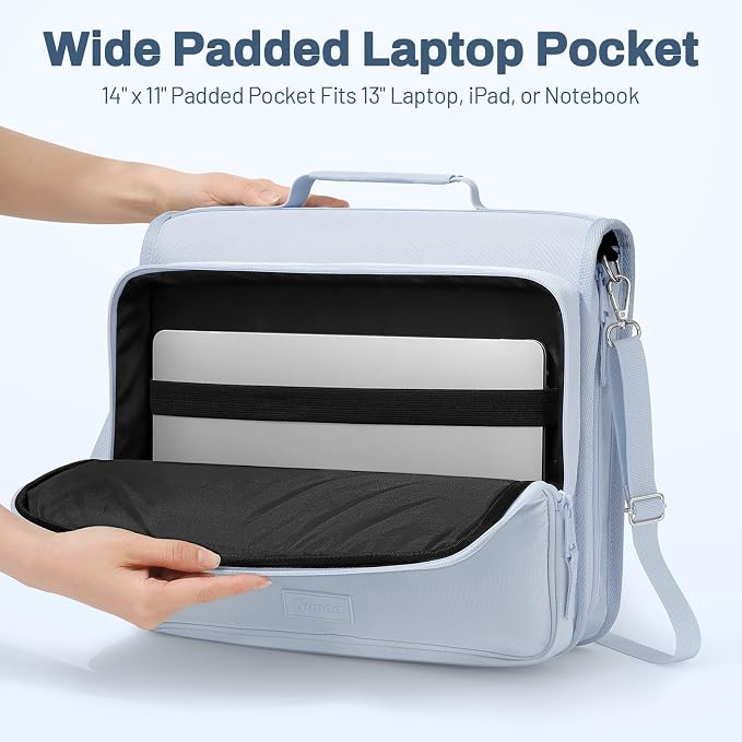 SUNEE Zipper Binder 3 Ring 2-Inch in Dusk Blue Features a Shoulder Strap, 13 Inch Laptop Pocket, with Multiple Storage Pockets. Ideal Organizer for Middle School Students