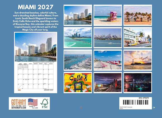 Miami Calendar 2027 Monthly Wall Calender 12 Month