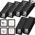 60 Pcs 3D Floating Display Case, 2.8 x 2.8 x 0.8 Inch Transparent Film 3D Floating Coin Display Frame Holder Stands for Challenge Coins, Jewelry, Shells, Gems, Rocks, Fossils, Specimen, Black