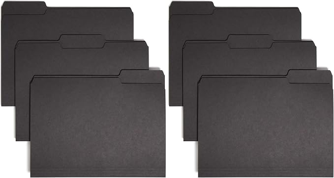 Smead Interior File Folder, 1/3-Cut Tab, Letter Size, Black, 100 per Box, Expandable File Folders for Filing Cabinet (Pack of 2)