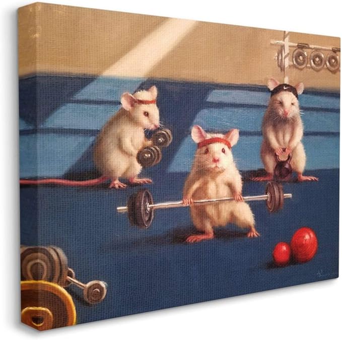 Stupell Industries Mouse Gym Humor Comic, 16 x 20 Inch Canvas Wall Art | Stupell Industries · By Lucia Heffernan · Ready to hang · Playful gift for home or office · Made in USA
