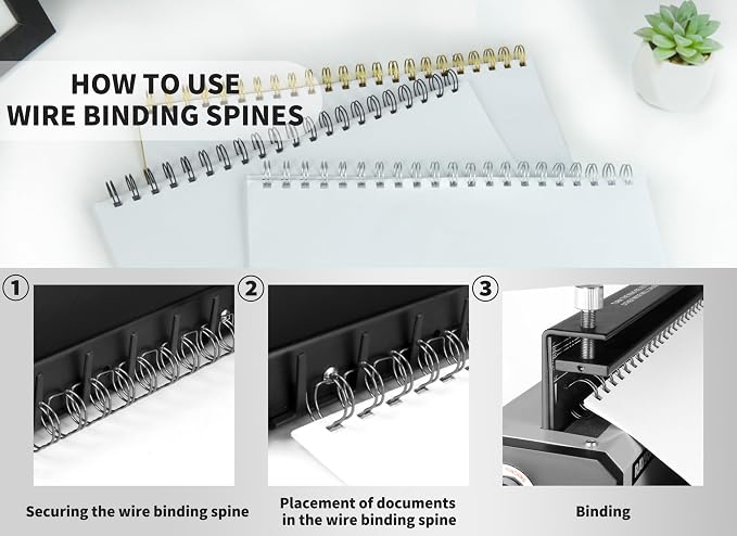 RAYSON 2:1 Wire Binding Spines 21 Loop, 7/8 Inch, Black, 220 Sheet, 50 Pack | 2:1 Pitch Binding Wire | Double Loop Wire Design | Binds Up to 220 Sheets | Letter Size Compatible | Smooth Page Turning