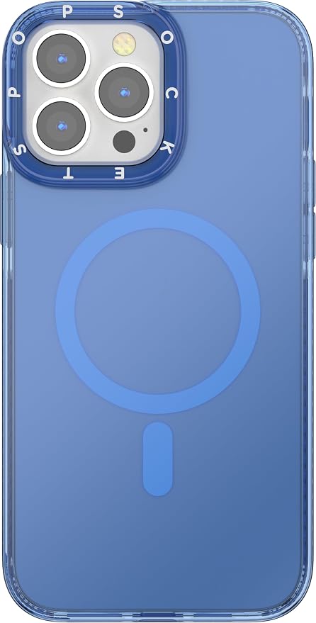 PopSockets iPhone 13 Pro Max Phone Case with MagSafe, Wireless Charging Compatible, Light Blue - Vermeer Blue