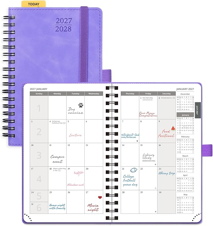 POPRUN Monthly Planner 2027-2028 (Jan.27-Jun.28),4.5"x6.25" Pocket Calendar