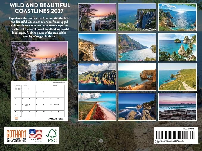 Wild Beautiful Coastline Calendar 2027 Monthly Wall Calender 12 Month