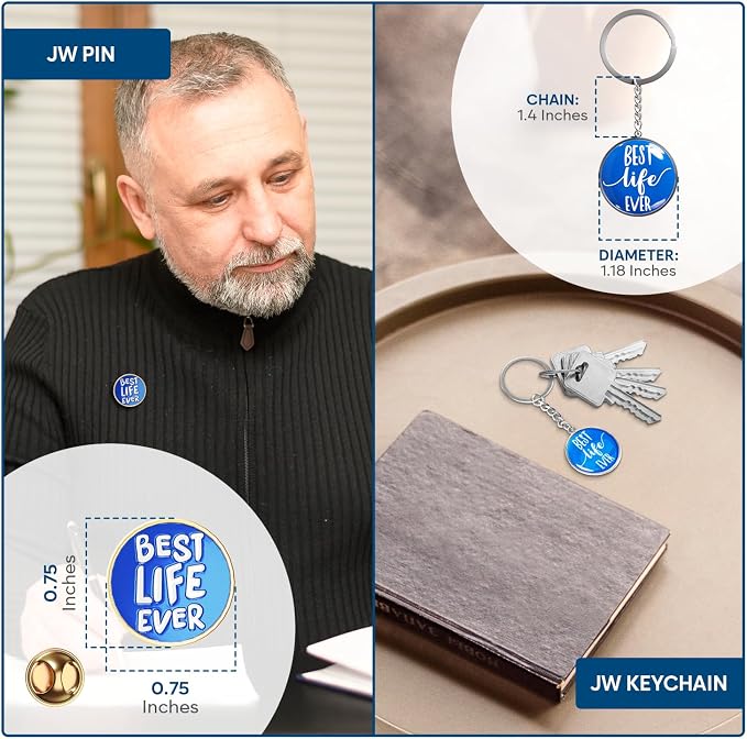 Jehovah Witness Ministry Supplies, JW Gifts Tract Holder JW.org Accessories | 7 pcs Bundle for Jehovahs Witnesses Pioneers, No Blood Sticker, Tract Holder, Pin, Keychain, Pad, JW Field Service Supplies