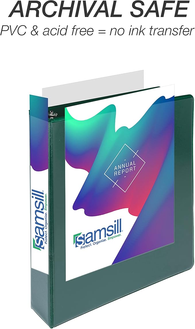 Samsill Durable 1.5 inch 3 Ring Binder, D Ring Binder, 100% Recycled Chipboard, Green, 4 Pack