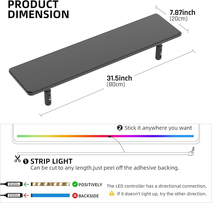 AFOOYO Dual Monitor Stand for Desk, Adjustable Height Wood Computer Riser, Ergonomic Monitor Shelf for Laptop, Printer, TV, Black - Large Storage Space, Sturdy Desk Organizer for Home & Office,Black