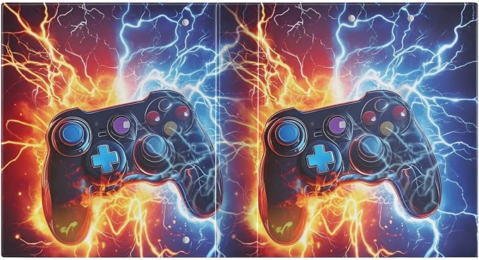 3 Ring Binder Game Controller Fire Electric Spark 1.5 inch Binders Three Ring Binders with Clipboard Fit 8.5'' x 11'' Paper 3 Interior PVC Clear Pockets for Office Supplies